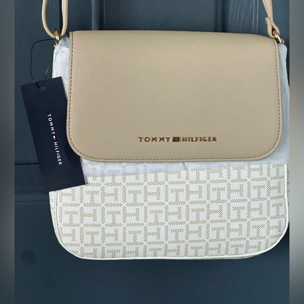 Tommy Hilfiger Tan and White Crossbody Bag
